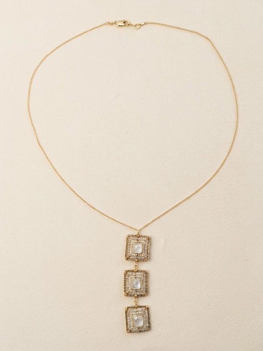 Sage Squares Drop Necklace