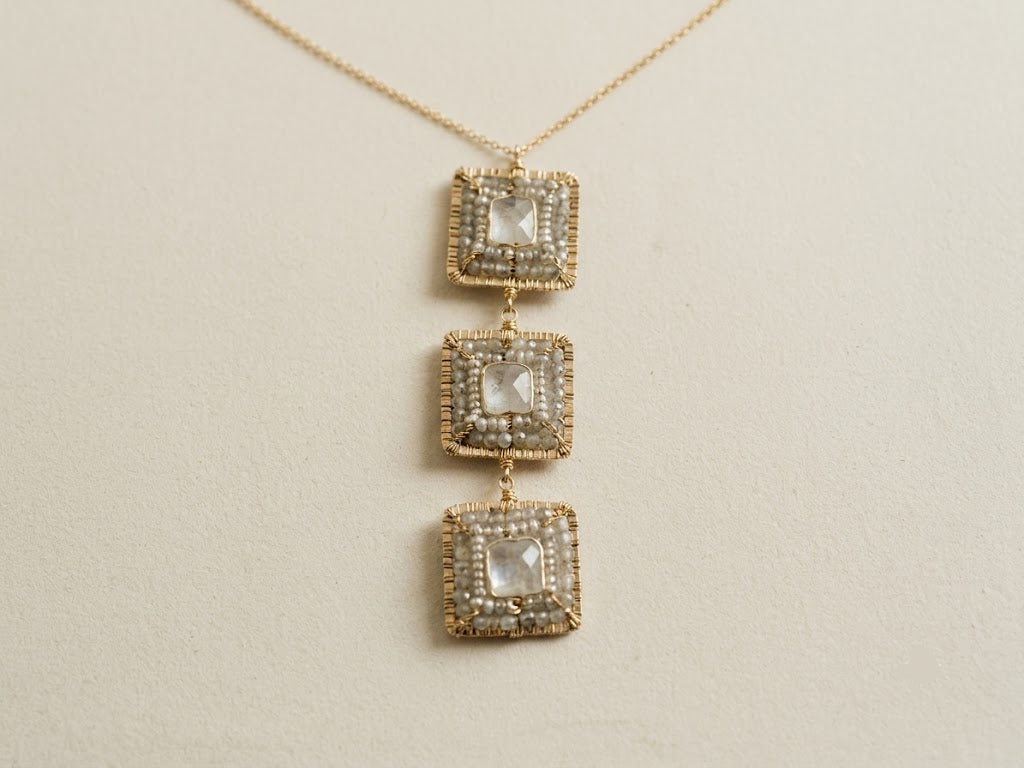 Sage Squares Drop Necklace
