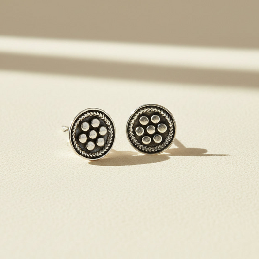 Beaded Circle Stud Earrings