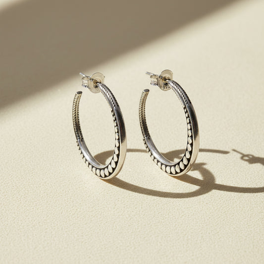 Beaded Hoop Post Earrings