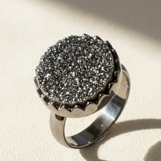 Large Round Druzy Ring