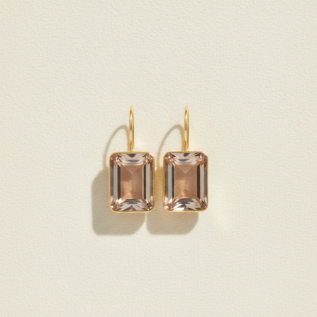 Champagne Gold Emerald Cut Valencia Earrings