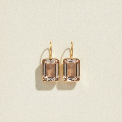 Champagne Gold Emerald Cut Valencia Earrings