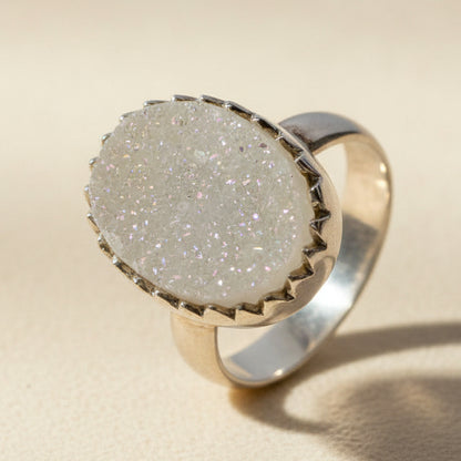 Large Oval Druzy Ring