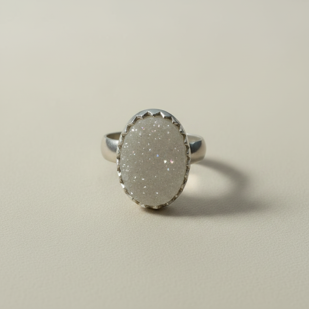 Large Oval Druzy Ring