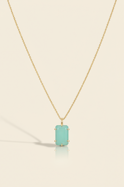 Emerald Cut Semi-Precious Pendant Necklace