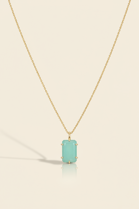 Emerald Cut Semi-Precious Pendant Necklace
