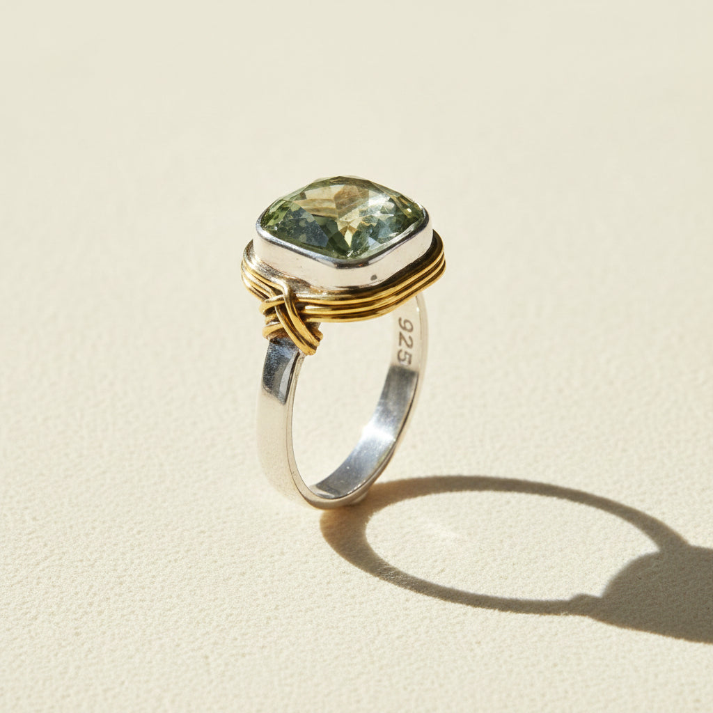 Two-Tone Green Amethyst Ring