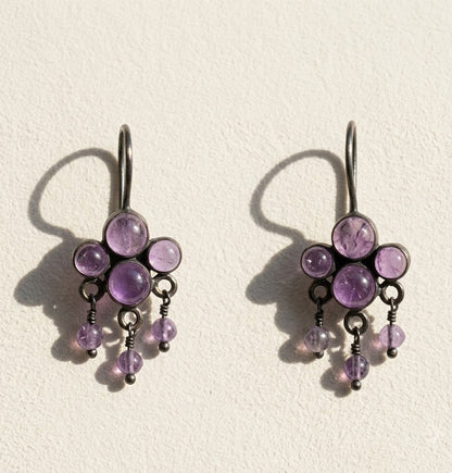 Amethyst Cluster Dangle Earrings