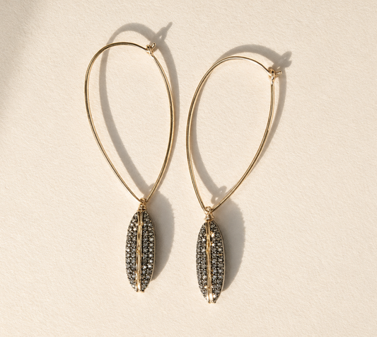 Pave Diamond Ellipse Hoop Earrings