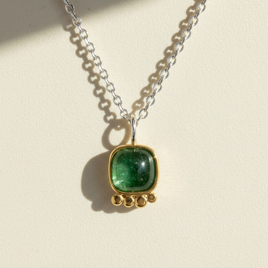 Sea Glass Green Tourmaline Aura Necklace