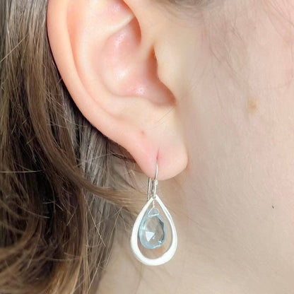 Blue Topaz Organic Teardrops Earrings