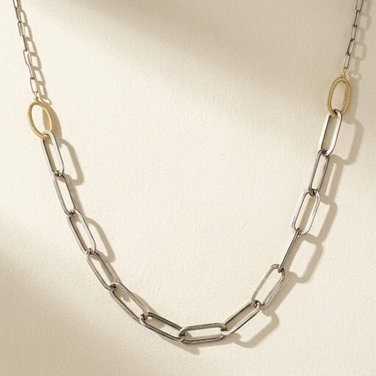 Two-Tone Paperclip Chain Necklace