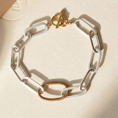 Two-Tone Paperclip Link Bracelet