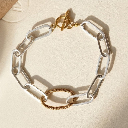 Two-Tone Paperclip Link Bracelet