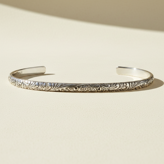Sterling Silver Floral Cuff Bracelet