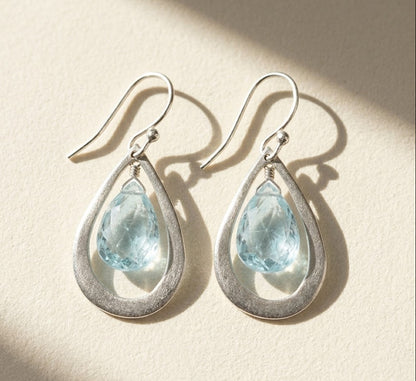 Blue Topaz Organic Teardrops Earrings