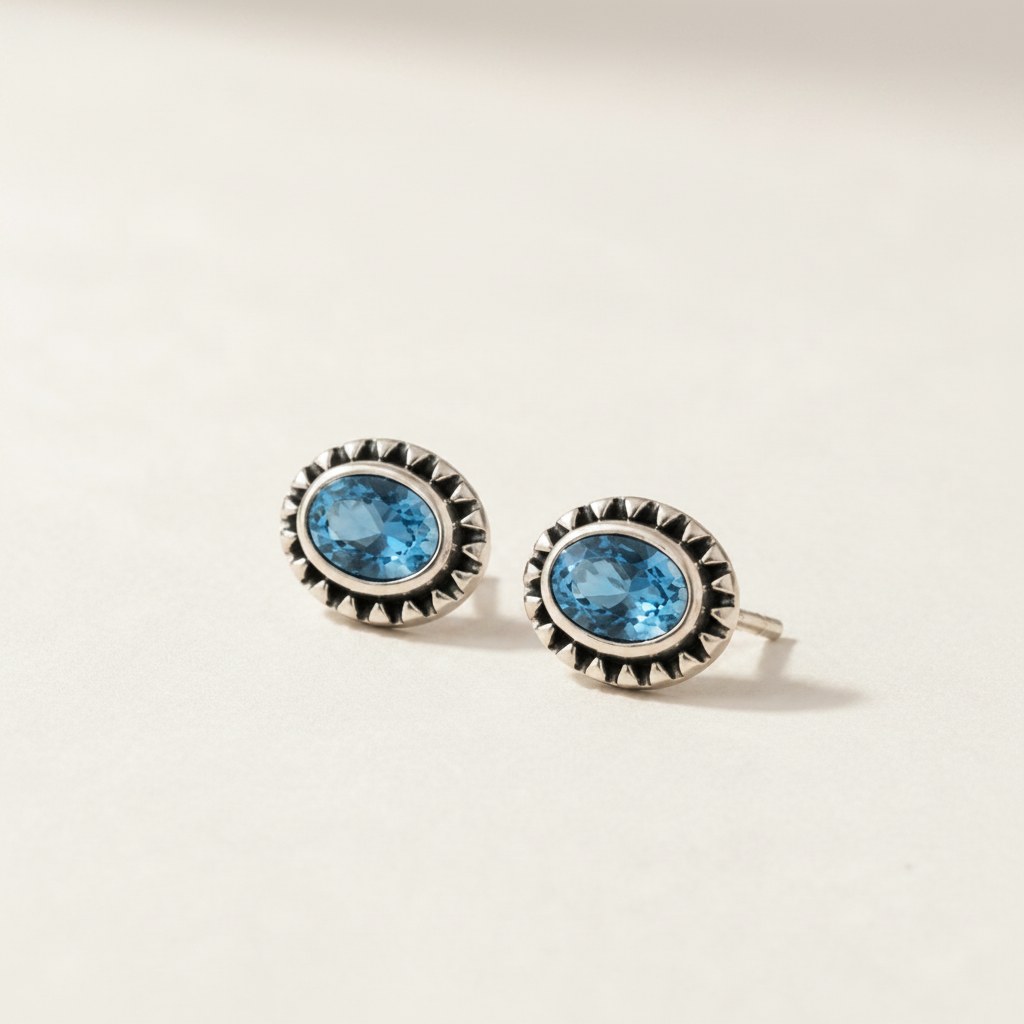 Beaded Gemstone Studs Earrings