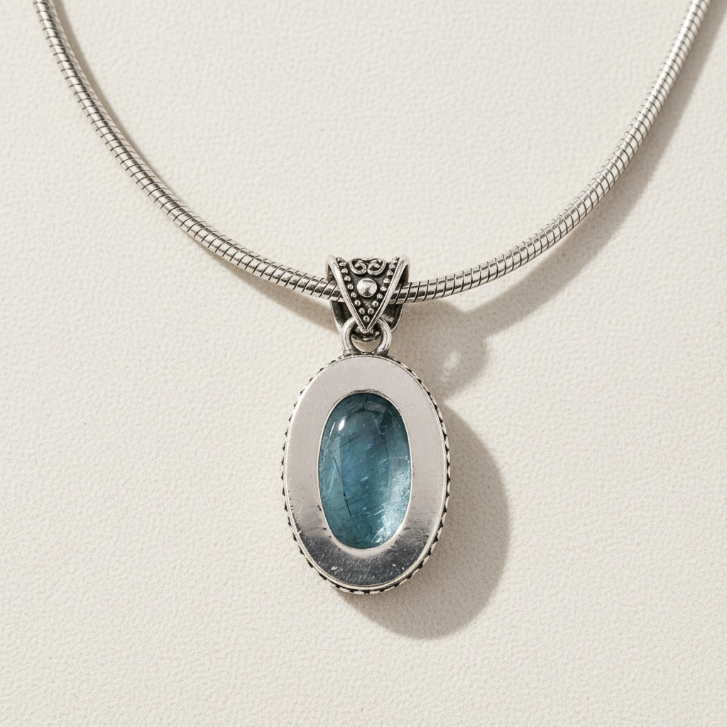 Blue Topaz Filigree Pendant Necklace