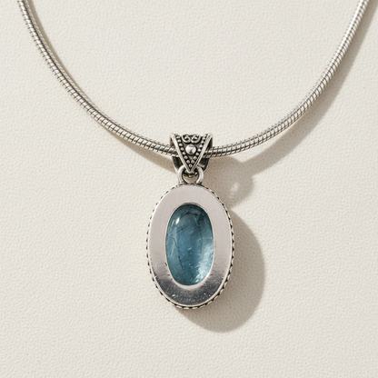 Blue Topaz Filigree Pendant Necklace