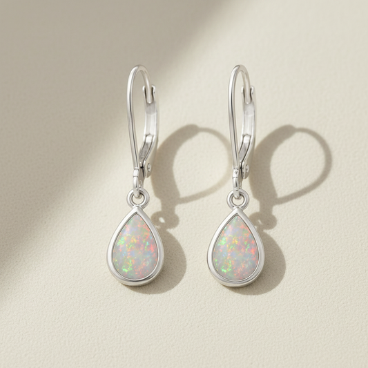 Opal Teardrop Dangle Earrings