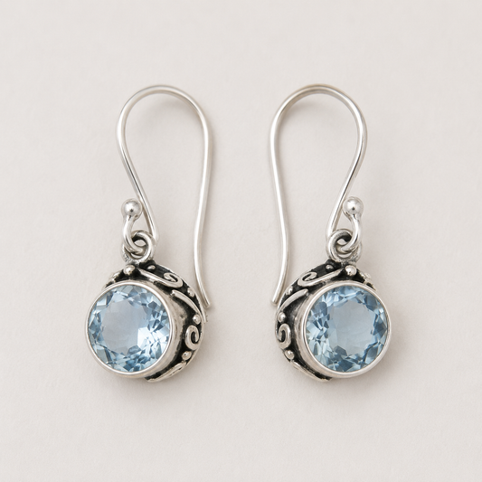 Blue Topaz Filigree Earrings