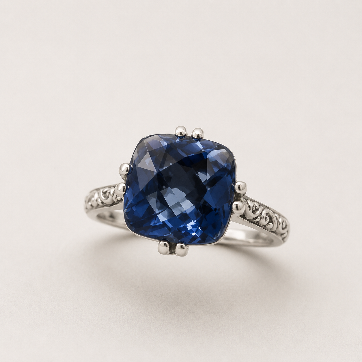 Blue Quartz Filigree Ring