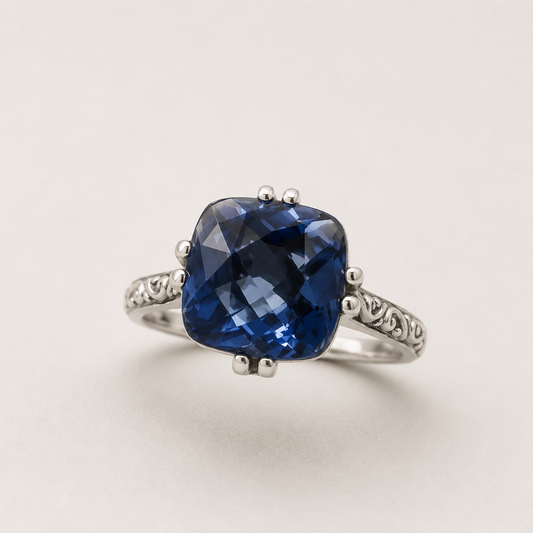Blue Quartz Filigree Ring