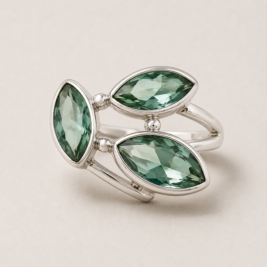 Green Tourmaline Petals Ring
