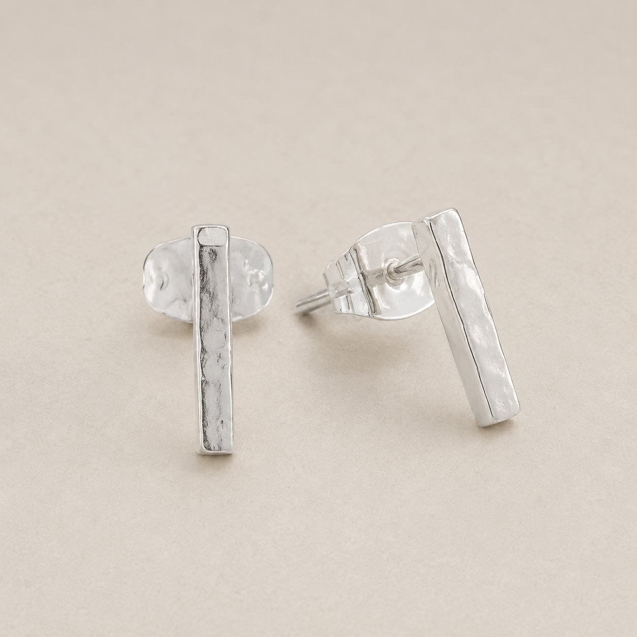 Hammered Bar Stud Earrings