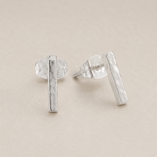 Hammered Bar Stud Earrings