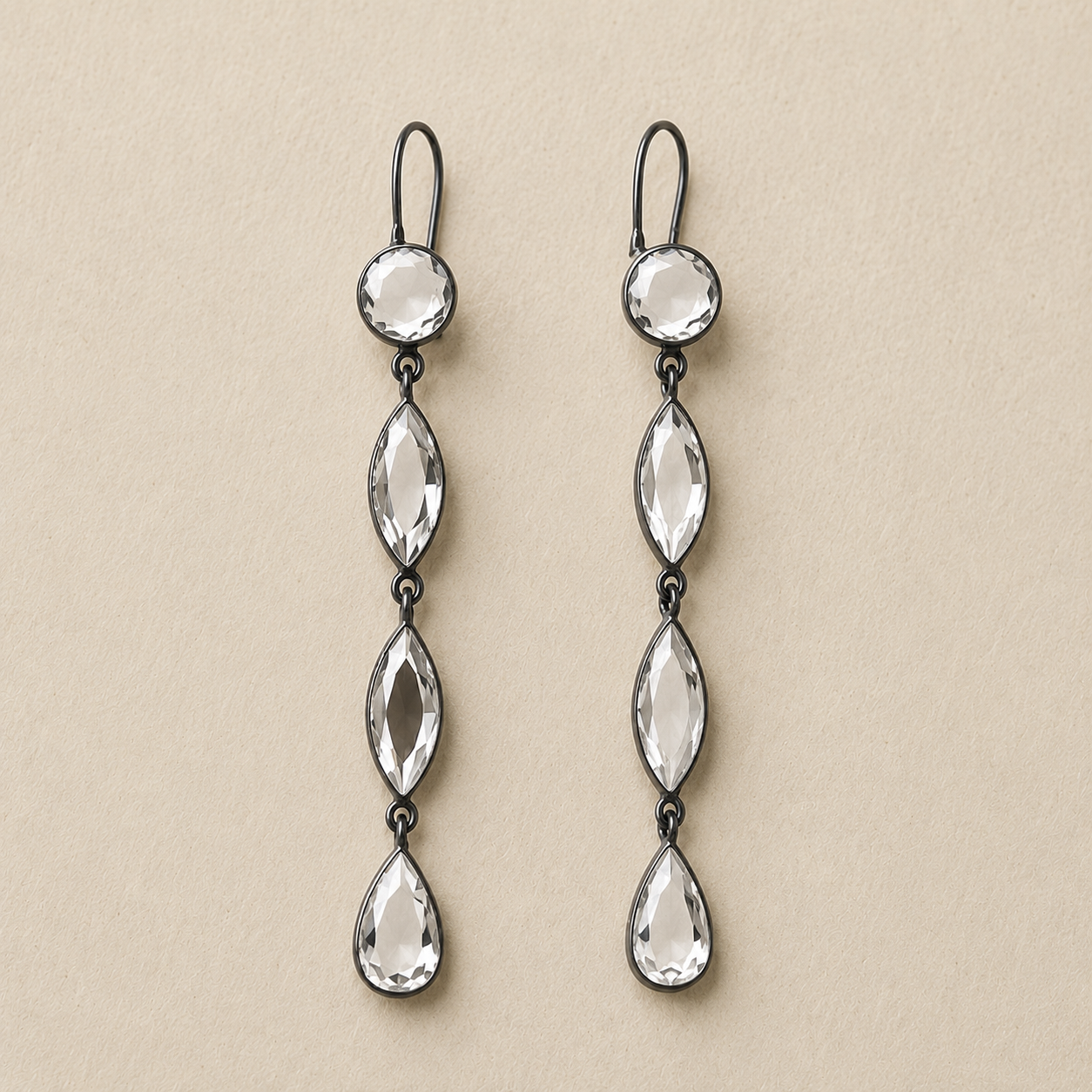 Long Beveled Mirror Drop Earrings