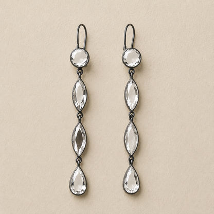 Long Beveled Mirror Drop Earrings