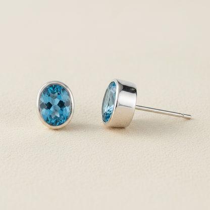 Oval Gemstone Stud Earrings