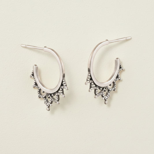 Filigree Oxidized Hoop Earrings
