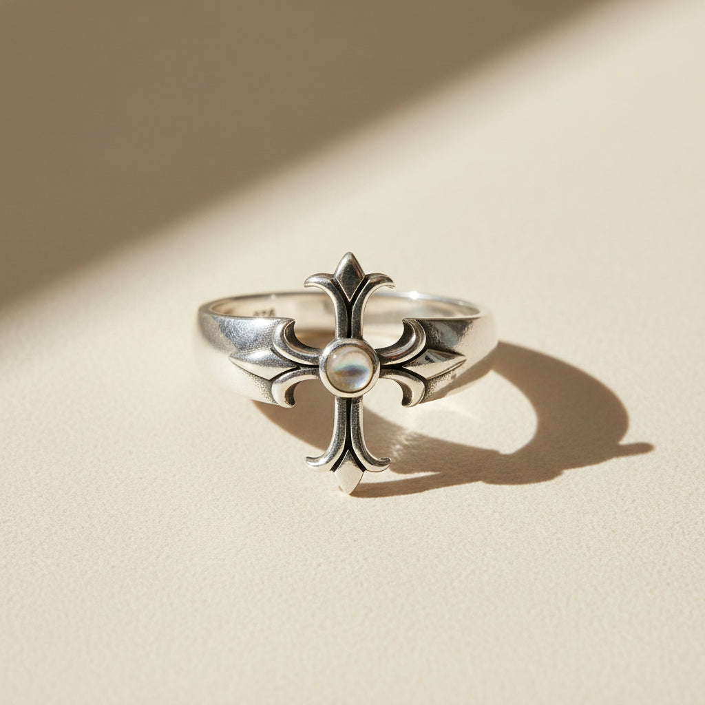 Moonstone Cross Ring