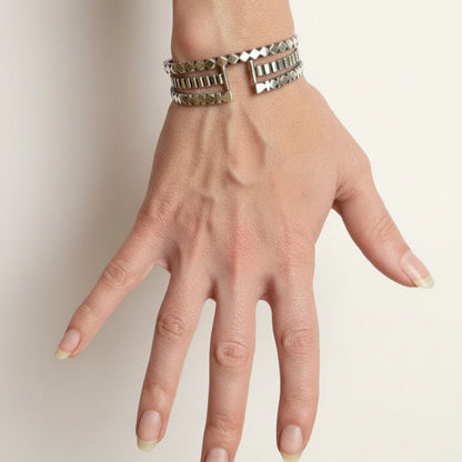 Hand Carved Striped Cuff Bracelet