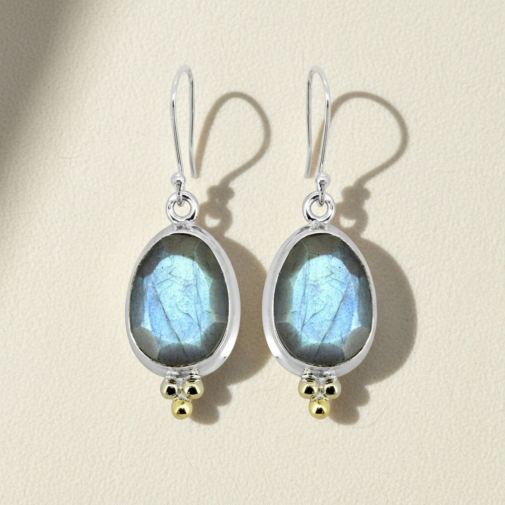 Faceted Labradorite Gemstone Earrings