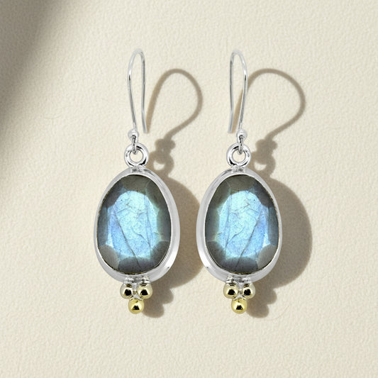 Faceted Labradorite Gemstone Earrings