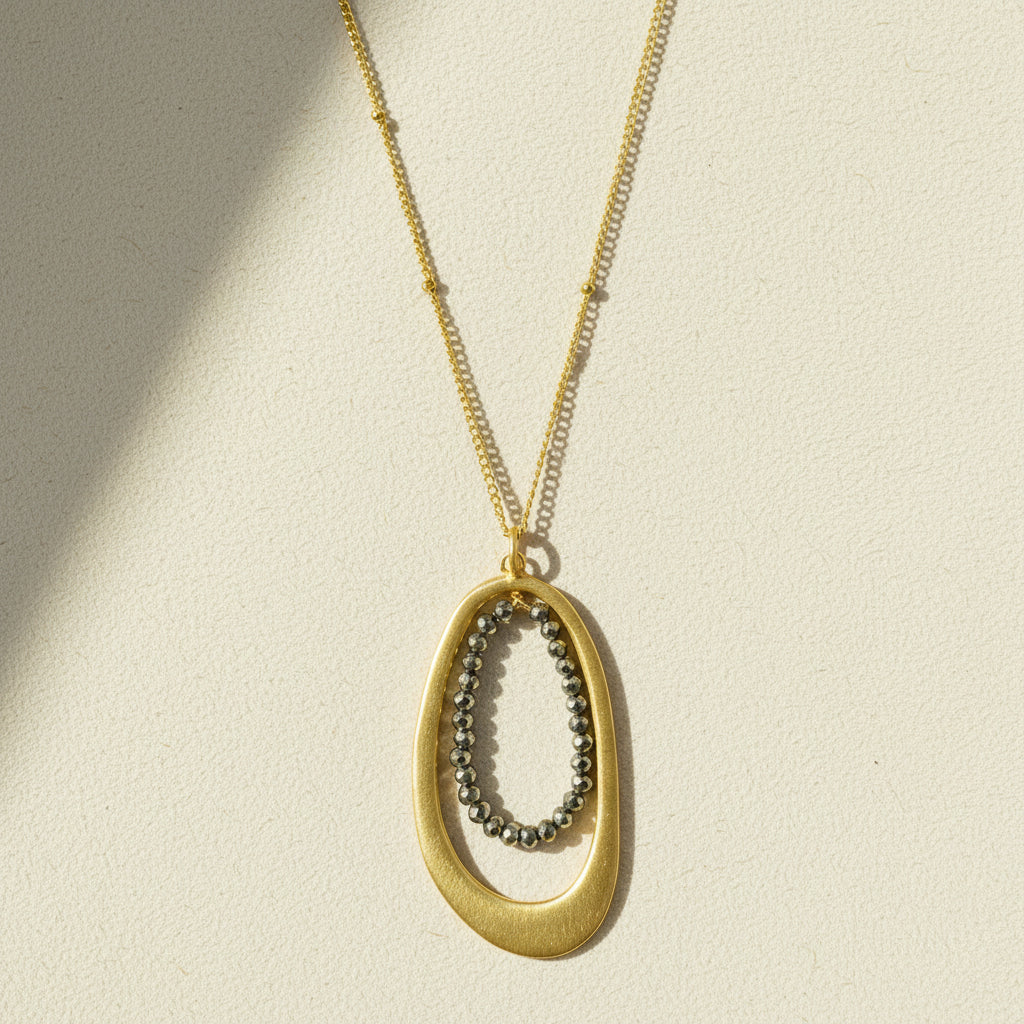 Oval Pyrite Beads Necklace