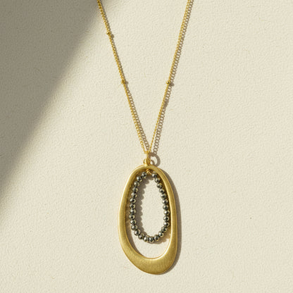Oval Pyrite Beads Necklace