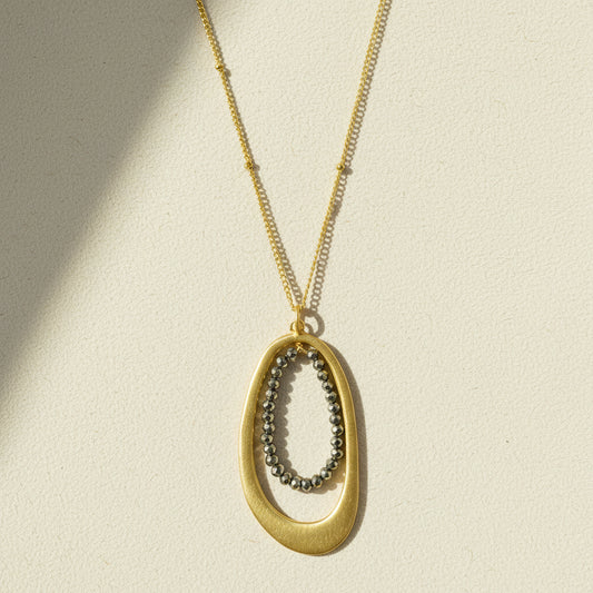 Oval Pyrite Beads Necklace