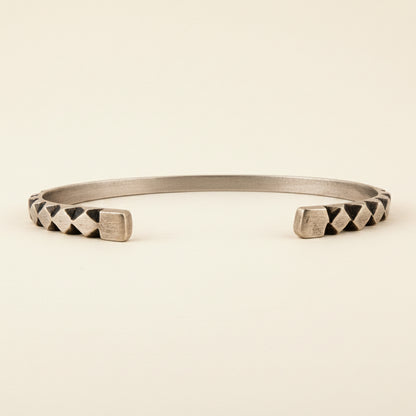 Hand Carved Diamond Pattern Cuff Bracelet