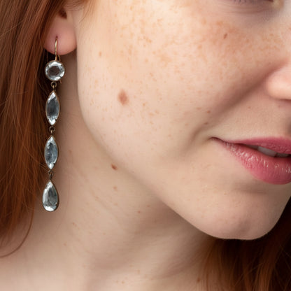 Long Beveled Mirror Drop Earrings