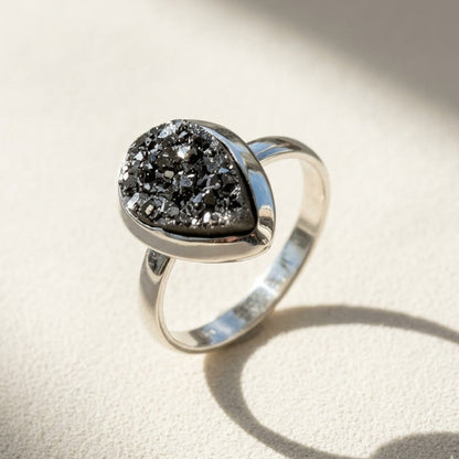Small Teardrop Druzy Ring