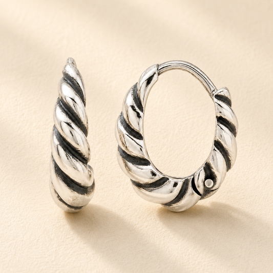 Twisted Teardrop Huggie Hoop Earrings