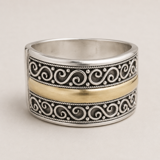 Two-Tone Filigree Band Ring