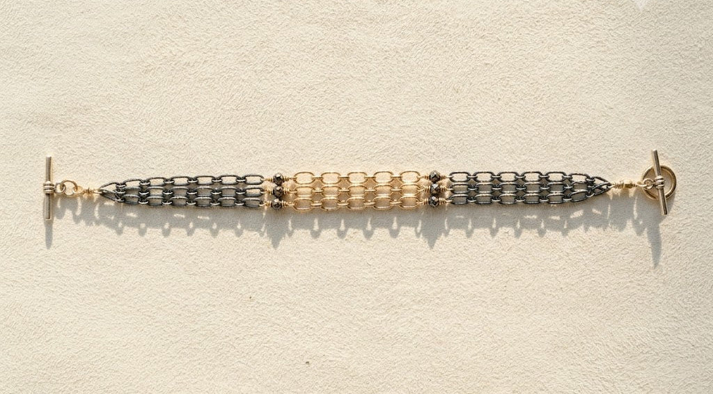 Two-Tone Hammered Chain Bracelet
