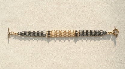 Two-Tone Hammered Chain Bracelet