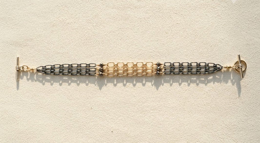 Two-Tone Hammered Chain Bracelet